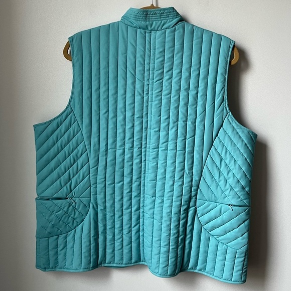 Orvis Womens Size XL Quilted Vest Gilet Pastel Aqua Green Snap Closure Pockets - Picture 5 of 8